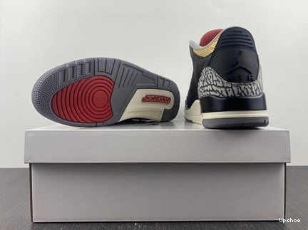 Cement Jordan SoftTouch Retro 3 3832 Black CK9246- Gold 1029